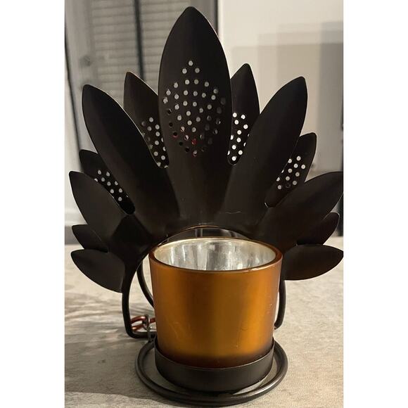 Turkey Shaped Rustic Metal Candle Tea Light Holder - Picture 9 of 12